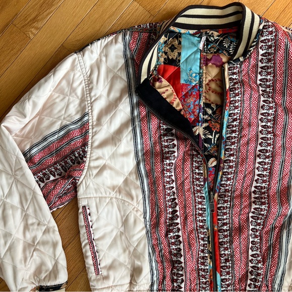 Free People Printed Quilted Bomber Jacket size XS NWOT - Picture 5 of 5